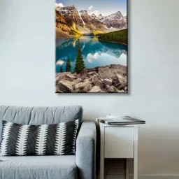 999store Blue & Brown Canvas Lake And Mountain Range At Sunset Painting-33