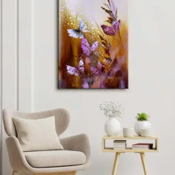 999store Purple & Brown Butterflies Abstract Wall Canvas Painting-47