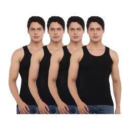 Dollar Bigboss Black Cotton Regular Fit Derby Vests (Pack Of 4)-image-83