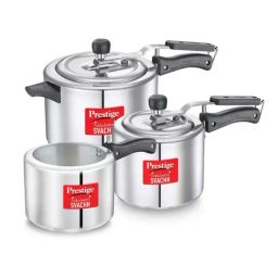 Prestige Silver Aluminium Inner Lid Pressure Cooker Set (2 L, 3 L, 5 L)-image-7