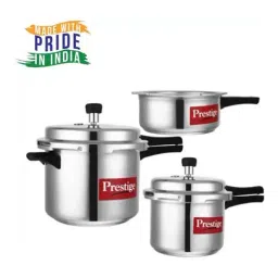Prestige Silver Aluminium Outer Lid Pressure Cooker Set (2 L,3 L & 5 L)-6