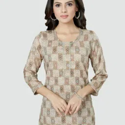 Saree Swarg Beige Printed Tunic-image-89