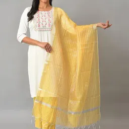 Aurelia Yellow Woven Pattern Dupatta-picture-48