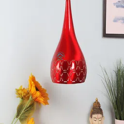 MFD HOME FURNISHING Red Textured Traditional Pendant Lamp-image-2