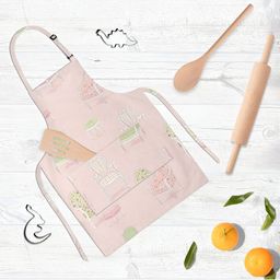 ArtzFolio Kids Pink & Green Printed Cotton Aprons-image-13