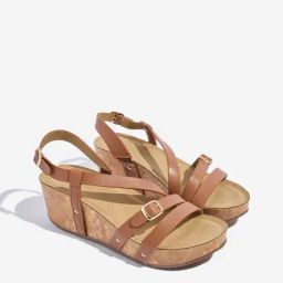 LUNA BLU by Westside Tan Multi-Strap Wedge Sandals-4