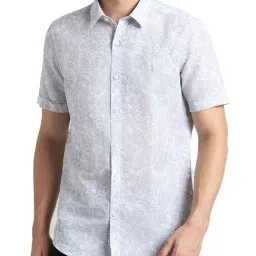 Simon Carter London Grey Printed Slim Fit Shirt-image-7