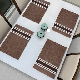 HOKIPO Set Of 4 Brown & White Ethnic Motifs Washable Table Placemats-24