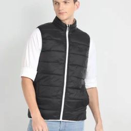 Arrow Sport Black & White Regular Fit Quilted Jacket-image-78