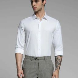 Jack & Jones White Cotton Slim Fit Shirt-image-97