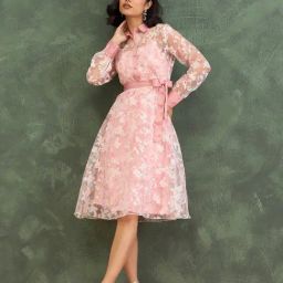 Iconic Pink Regular Fit Printed Dress-image-53