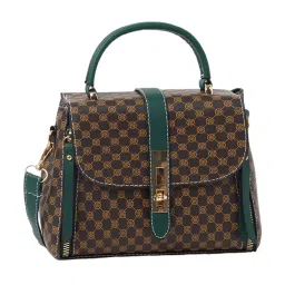 Styli Twist Lock Pattern Print Flap Over Satchel Bag image 1