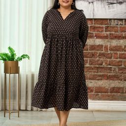 NANGALIA RUCHIRA Black Printed Cotton Tiered Dress-image-45