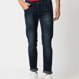 Pepe Jeans VAPOUR Dark Blue Lightly Washed Tapered Fit Jeans-image-60