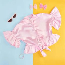 Pantaloons Junior Pink Cotton Embellished Top-image-59