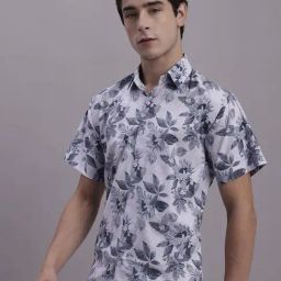 Jainish Grey Regular Fit Floral Print Shirt-image-63