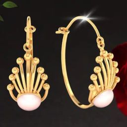 P.C. Chandra Jewellers 14KT Yellow Gold Huggie Earrings With Spherical Bead-image-45