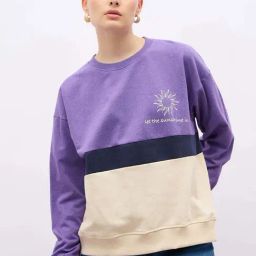 Styli Purple Color-Block Sweatshirt-image-88