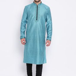 Sanwara Men Blue Woven Design Straight Kurta-image-91