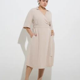 Gia by Westside Beige Crinkle-Textured Wrap Dress-image-75