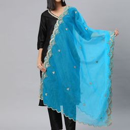 SWI Stylish Embroidered Sequinned Organza Dupatta-32