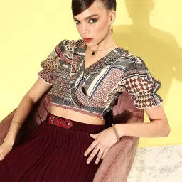 KASSUALLY Multicolor Printed Crop Top image 1