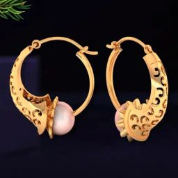 P.C. Chandra Jewellers 18KT Yellow Gold Beautiful Huggie Earrings With Elaborate Artistry-picture-36