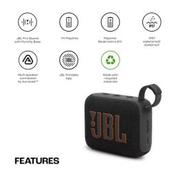 JBL Go 4, Wireless Ultra Portable Bluetooth Speaker with Pro Sound, Water & Dust Proof (Black) image 2