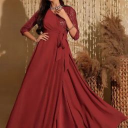 Miss Chase Red Self Design Dress-image-77