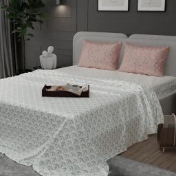 Stoa Paris Elegance Blue Polyester 300 TC Sateen Super King Size Bed Sheet With 2 Pillow Covers-image-55