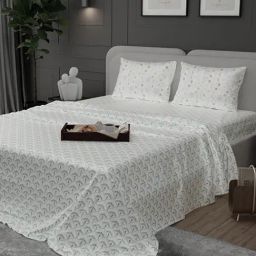 Stoa Paris Elegance Blue Polyester 300 TC Sateen Super King Size Bed Sheet With 2 Pillow Covers-image-23