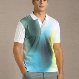 Louis Philippe White Cotton Regular Fit Printed Sports Polo-picture-35