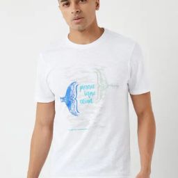 Wildcraft White Cotton Regular Fit Printed T-Shirt-image-82