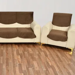 Bajo's Brown Solid Velvet Sofa Cover-image-35