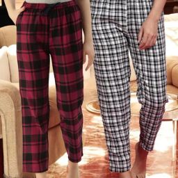 Kryptic White & Dark Maroon Cotton Relaxed Fit Printed Lounge Pant - Pack of 2-image-86