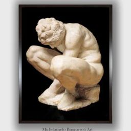 The Art House Black & Cream-Coloured Crouching Boy Wooden Framed Painting Wall Art - 12 x 16 Inch-image-4