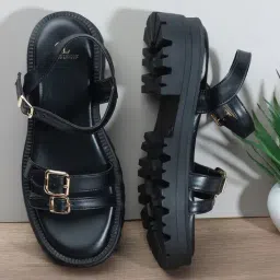 Carlton London Women's Black Ankle Strap Sandals-picture-21