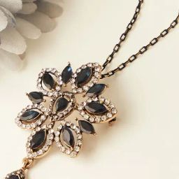 SOHI Black Designer Stone Necklace-image-7