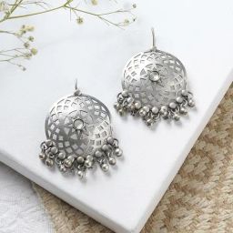 Teejh Siranshi Silver Oxidized Ghungroo Dangler Earrings-image-8