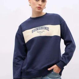 Styli Navy Blue Color-Block Sweatshirt-41