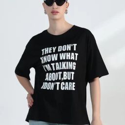 SHOWOFFFF Black Cotton Relaxed Fit Printed T-Shirt-image-92