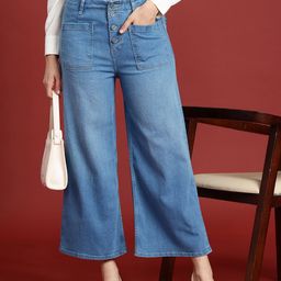 all about you Women Wide Leg High-Rise Light Fade Stretchable Jeans-image-25