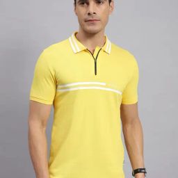 Rock.it Yellow Cotton Regular Fit Printed Polo T-Shirt-image-15
