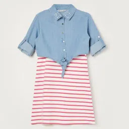Fame Forever by Lifestyle Girls Multi Dungaree with Dress-image-2