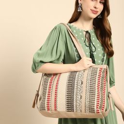 Anouk Geometric Textured Shopper Tote Bag-picture-2