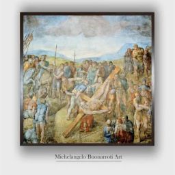 The Art House Beige & Blue Crucifixion of St. Peter Wooden Framed Painting Wall Art - 40 x 40 Inch-image-86