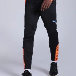 Puma IndividualCUP Black Slim Fit Printed Sports Trackpants-image-71