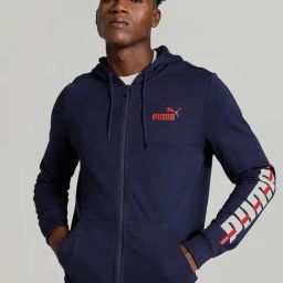 Puma Blue Cotton Slim Fit Hooded Sweatshirt-picture-2