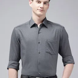 Arrow Manhattan Slim Fit Textured Self Design Pure Cotton Formal Shirt-image-46