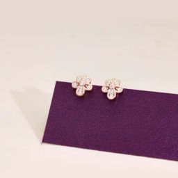 Kai Jewel Sterling Silver Simple Floral Stud Rose Gold Earrings for Women-image-3